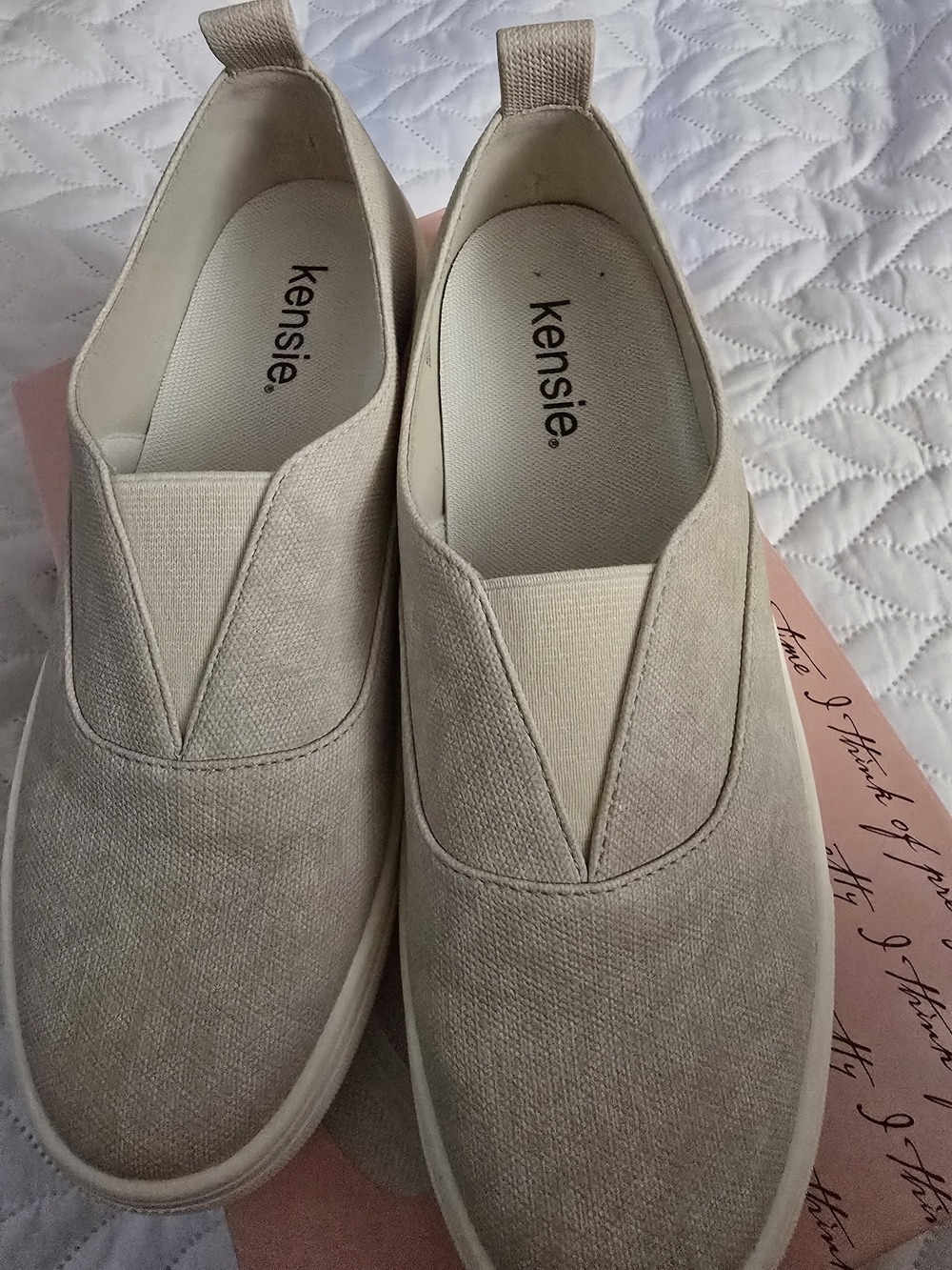 Kensie Neutral Cream Slip-On Canvas Sneakers